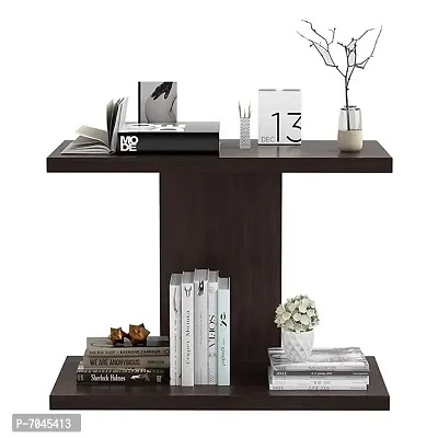I SHAPE Wall Shelf for Living Room Stylish | Wooden Floating Storage Racks Organizer | Set Top Box Stand and Book Shelves for Home Decor | Showpiece Display Wall Mount (Brown Finish)-thumb0