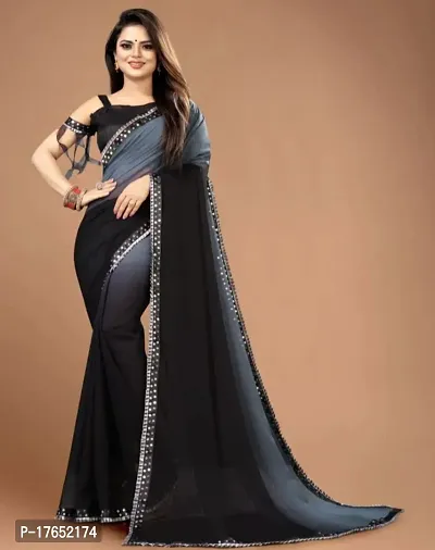 Faux Georgette Saree with Blouse piece-thumb0