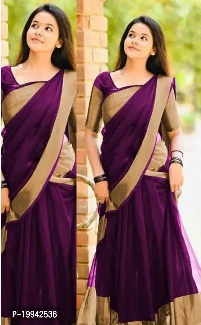 Chiffon Solid Zari Border Saree With Blouse Piece