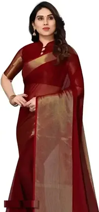 Chiffon Zari Border Sarees with Blouse Piece