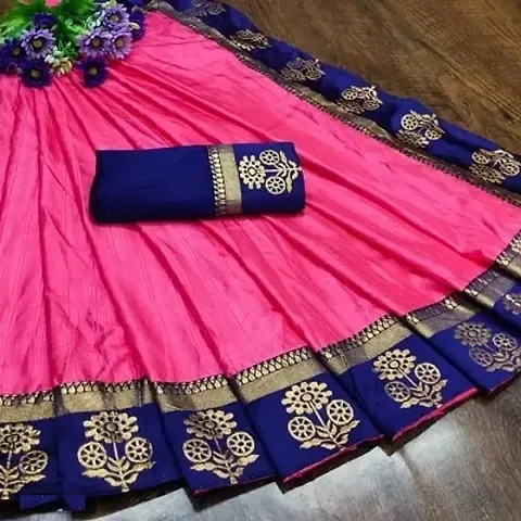 Art Silk Dyed Lace Border Sarees with Blouse Piece