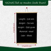 YAJNAS 2X3 Feets (24x36 Inchs) Wall Hanging Non-Magnetic Black Roll Up Board with 1 Premium Wooden Duster Combo-thumb2