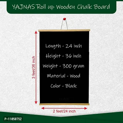 YAJNAS 2X3 Feets (24x36 Inchs) Wall Hanging Non-Magnetic Black Roll Up Board with 1 Premium Wooden Duster Combo-thumb3