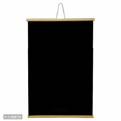 YAJNAS 2X3 Feets (24x36 Inchs) Wall Hanging Non-Magnetic Black Roll Up Board with 1 Premium Wooden Duster Combo-thumb2