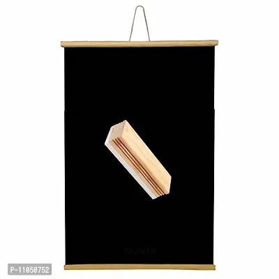 YAJNAS 2X3 Feets (24x36 Inchs) Wall Hanging Non-Magnetic Black Roll Up Board with 1 Premium Wooden Duster Combo-thumb0