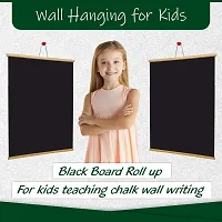 YAJNAS 2X3 Feets (24x36 Inchs) Wall Hanging Non-Magnetic Black Roll Up Board with 1 Premium Wooden Duster Combo-thumb3