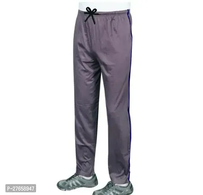 Stylish Grey Cotton Blend Solid Regular Track Pants For Men-thumb0