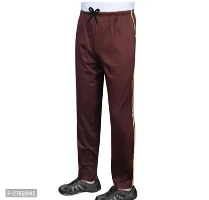 Stylish Maroon Cotton Blend Solid Regular Track Pants For Men-thumb0