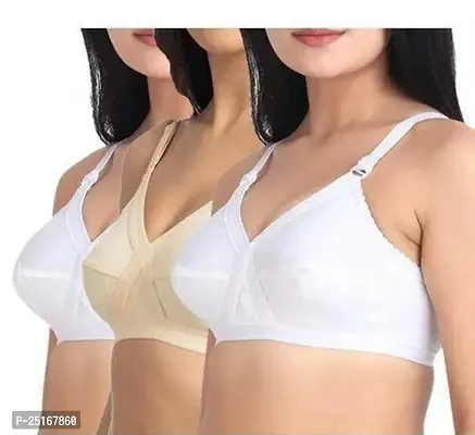 Stylish Multicoloured Polycotton Solid Bras For Women, Pack Of 3-thumb0