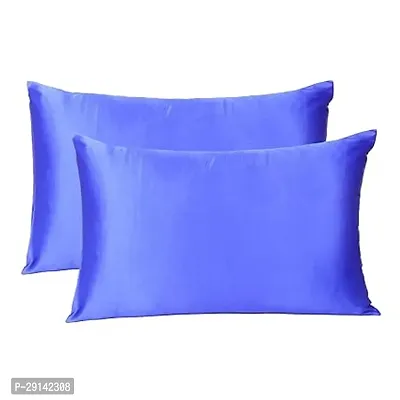Fashion Decor Hub Satin Pillow Case 300 TC Pillow Covers Soft and Comfortable Satin Pillow Cover Pillowcase Silky for Hair and Skin Bedroom Decor 2 PC Royal Blue, Queen (20x30 Inch)-thumb0