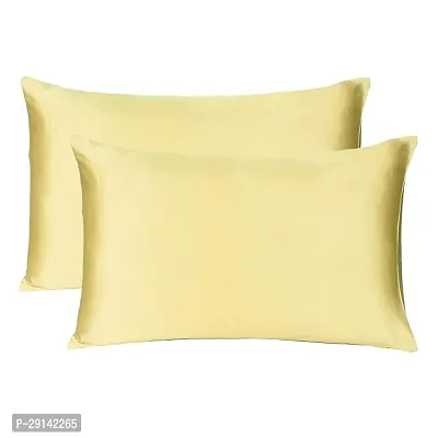 Fashion Decor Hub Satin Pillow Case 300 TC Pillow Covers Soft and Comfortable Satin Pillow Cover Pillowcase Silky for Hair and Skin Bedroom Decor 2 PC Golden, King (20x40 Inch)