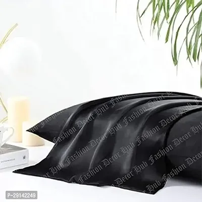 Fashion Decor Hub 300 TC Silk Satin Pillowcase Pillow Case Cushion Cover for Hair and Skin Soft Comfortable Sleeping Throw Home Bedroom Decor Standard Pack of 1 PC (20 X 26 Inch) (Black)-thumb0