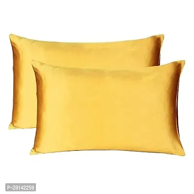 Fashion Decor Hub Satin Pillow Case 300 TC Pillow Covers Soft and Comfortable Satin Pillow Cover Pillowcase Silky for Hair and Skin Bedroom Decor 2 PC Dark Golden, Queen (20x30 Inch)-thumb0