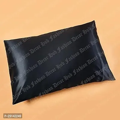 Fashion Decor Hub 300 TC Silk Satin Pillowcase Pillow Case Cushion Cover for Hair and Skin Soft Comfortable Sleeping Throw Home Bedroom Decor Standard Pack of 1 PC (20 X 26 Inch) (Black)-thumb2