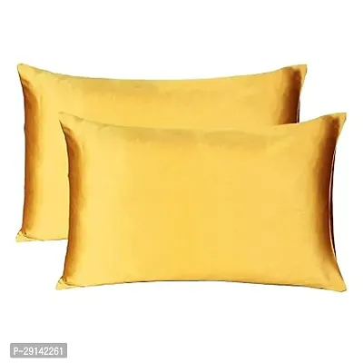 Fashion Decor Hub Satin Pillow Case 300 TC Pillow Covers Soft and Comfortable Satin Pillow Cover Pillowcase Silky for Hair and Skin Bedroom Decor 2 PC Dark Golden, Regular (18x27 Inch)-thumb0