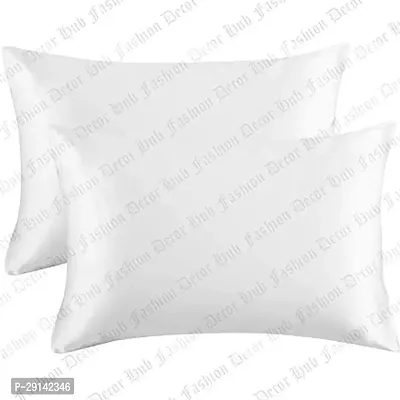 handmade Satin Pillow Case 300 TC Pillow Covers Soft and Comfortable Satin Pillow Cover Pillowcase Silky for Hair and Skin Bedroom Decor 2 PC (White, Queen (20x30 Inch))-thumb0