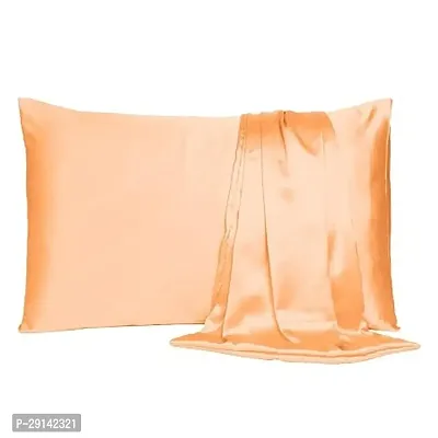 Fashion Decor Hub 300 TC Silk Satin Pillowcase Pillow Case Cushion Cover for Hair and Skin Soft Comfortable Sleeping Throw Home Bedroom Decor Standard Pack of 1 PC (20 X 26 Inch) (Shrimp Peach)-thumb0