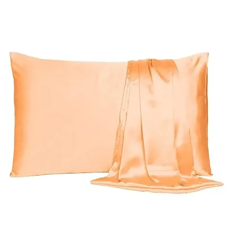 Fashion Decor Hub 300 TC Silk Satin Pillowcase Pillow Case Cushion Cover for Hair and Skin Soft Comfortable Sleeping Throw Home Bedroom Decor Standard Pack of 1 PC (20 X 26 Inch) (Shrimp Peach)