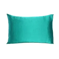 handmade Satin Pillow Case 300 TC Pillow Covers Soft and Comfortable Satin Pillow Cover Pillowcase Silky for Hair and Skin Bedroom Decor 2 PC (Teal, King (20x40 Inch))-thumb1