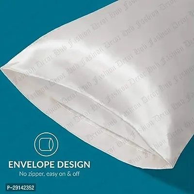 Fashion Decor Hub 300 TC Silk Satin Pillowcase Pillow Case Cushion Cover for Hair and Skin Soft Comfortable Sleeping Throw Home Bedroom Decor Standard Pack of 1 PC (20 X 26 Inch) (White)-thumb3