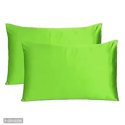 handmade Satin Pillow Case 300 TC Pillow Covers Soft and Comfortable Satin Pillow Cover Pillowcase Silky for Hair and Skin Bedroom Decor 2 PC (Macaw Green, King (20x40 Inch))-thumb0