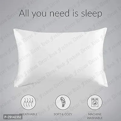 Fashion Decor Hub 300 TC Silk Satin Pillowcase Pillow Case Cushion Cover for Hair and Skin Soft Comfortable Sleeping Throw Home Bedroom Decor Standard Pack of 1 PC (20 X 26 Inch) (White)-thumb2