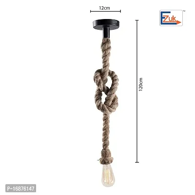 EZUK? Brand Fine Quality Metal Edison Lamp Rustic Rope Hanging, Standard(Black and Brown) (Bulb is Included)-thumb2