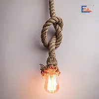 EZUK? Brand Fine Quality Metal Edison Lamp Rustic Rope Hanging, Standard(Black and Brown) (Bulb is Included)-thumb2
