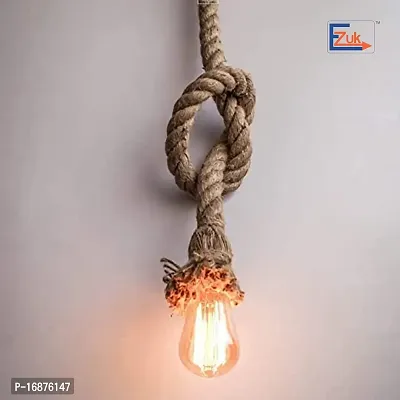EZUK? Brand Fine Quality Metal Edison Lamp Rustic Rope Hanging, Standard(Black and Brown) (Bulb is Included)-thumb3