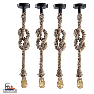 EZUK? Brand Fine Quality Metal Edison Lamp Rustic Rope Hanging, Standard(Black and Brown) (Bulb is Included)-thumb5