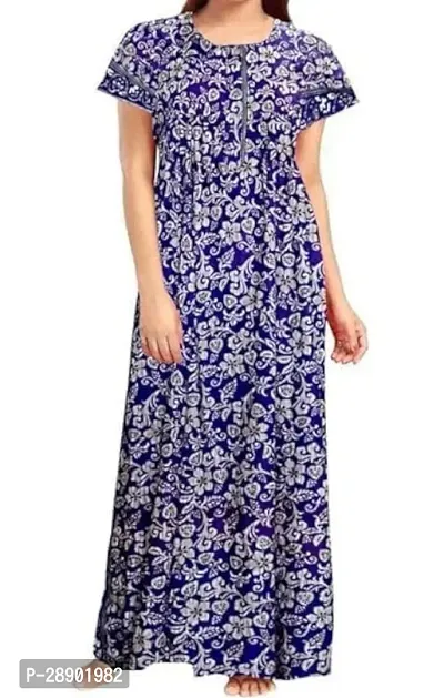 Elegant Purple Cotton Blend Printed Nighty For Women-thumb0