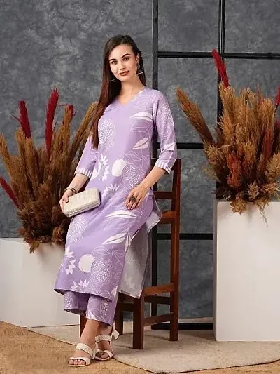 Stylish Rayon Printed Kurta Bottom Set