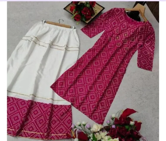 A LINE RAYON KURTA SET