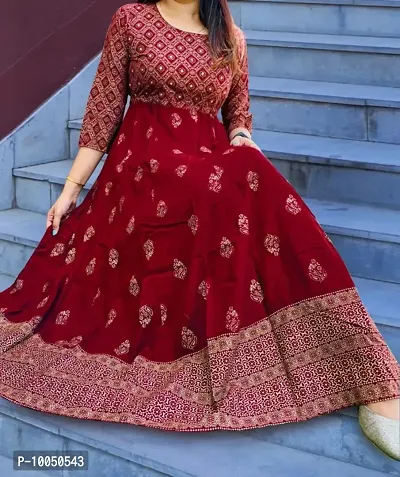 Stylish Rayon Printed Ethnic Gown For Women