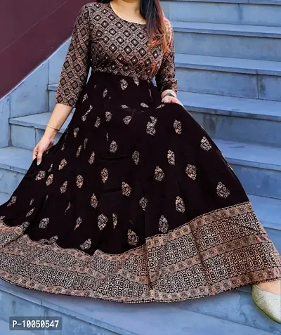Stylish Rayon Printed Ethnic Gown For Women