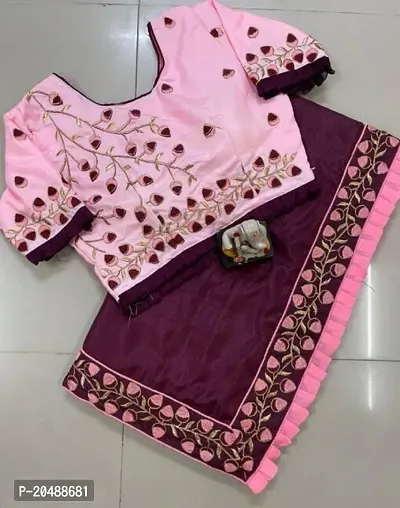 Vichitra Slik Embroidery Work Saree with Blouse Piece-thumb0