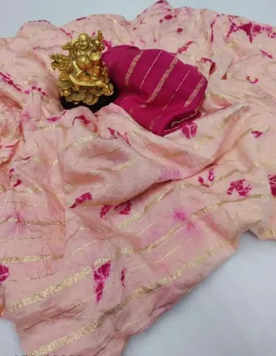Chanderi Silk Shibori Zari Woven saree with Blouse Piece
