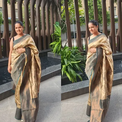 Silk Blend Woven Design Saree with Blouse Piece