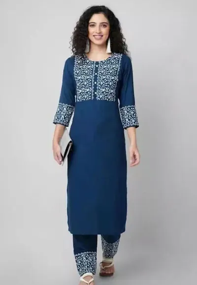 RAYON EMBROIDERED KURTA SET