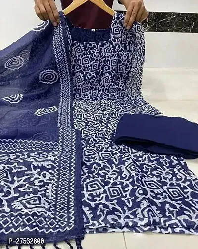 Fancy Cotton Kurta Bottom And Dupatta Set For Women-thumb0