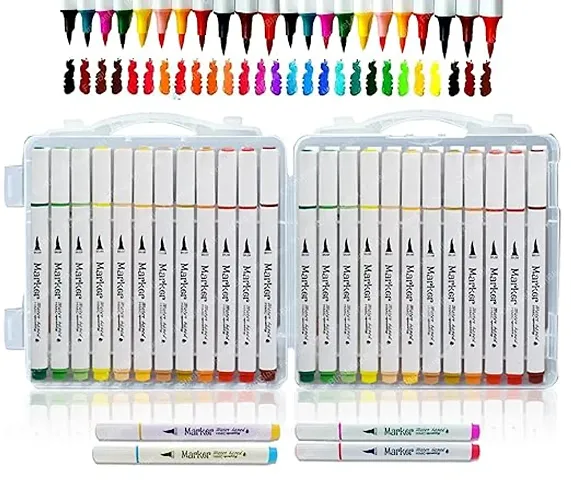 FunBlast Watercolor Markers For Artists-Colouring Kit Art Markers,Fineliner Colour Pens,Water Based Marker For Calligraphy Drawing Sketching Coloring Book Journal Art (24 Pcs),Multicolor