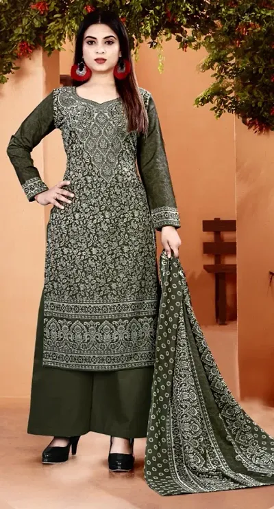 Stylish Pashmina Woolen Printed Dress Material with Dupatta
