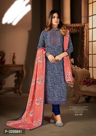 Elite Embroidered Pashmina Women's Winter Dress Material with Shawl