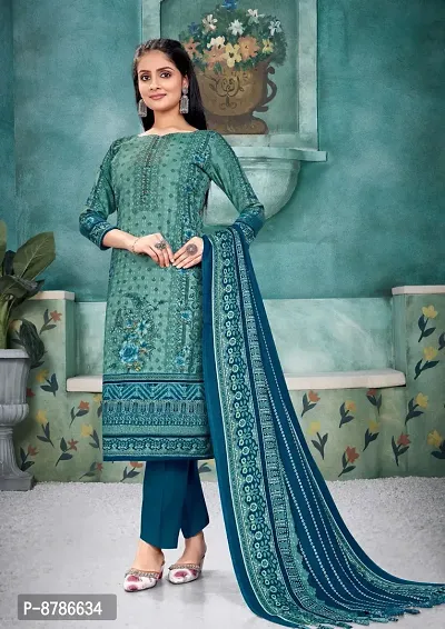 Winter Spun Pashmina Dress Material With Shawl Set For Women