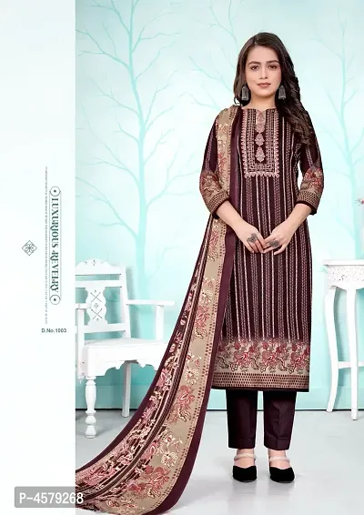 Pashmina Woolen Embroidered Dress Material with Dupatta
