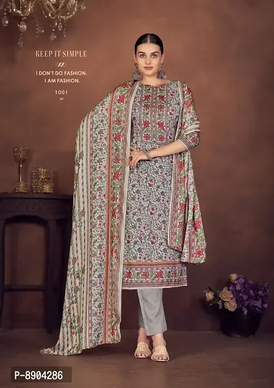 Trendy Pashmina Spun Winter Dress Material With Dupatta Set For Women