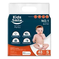 Kids Smile Baby Pants Style Baby Diapers - Anti Rash dual Layer Up to 12 Hrs Absorption, High Absorbency White Premium Cotton Soft Diapers, SMALL(S) Size, 48 Count, 9-14kg Weight Diapers-thumb1