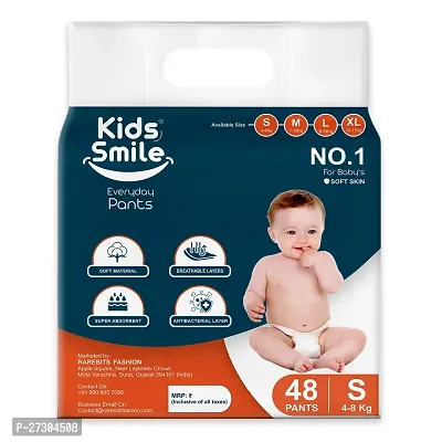 Kids Smile Baby Pants Style Baby Diapers - Anti Rash dual Layer Up to 12 Hrs Absorption, High Absorbency White Premium Cotton Soft Diapers, SMALL(S) Size, 48 Count, 9-14kg Weight Diapers-thumb2