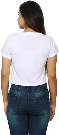 AYANSH ENTERPRISES| Plain White Crop Top for Women and Girls| Round Neck Short/Half Sleeves |Cotton Blend Cute Summer Solid Top|XXL Print 15-thumb2