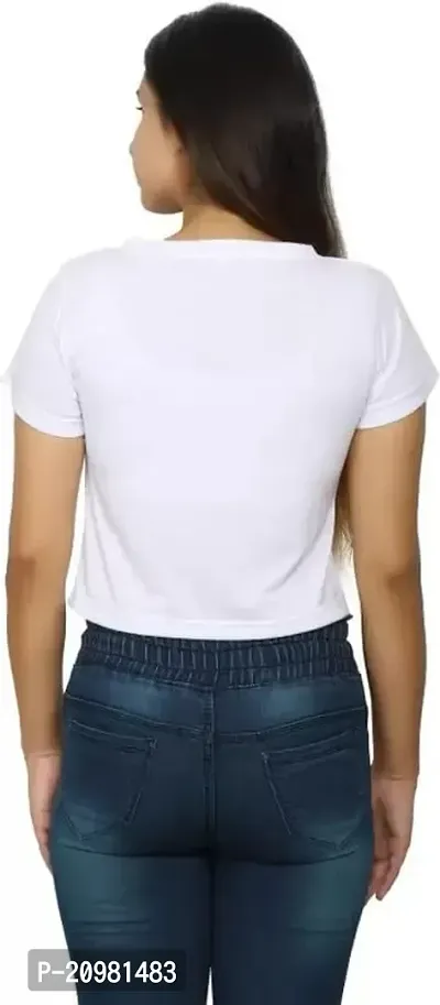 AYANSH ENTERPRISES| Plain White Crop Top for Women and Girls| Round Neck Short/Half Sleeves |Cotton Blend Cute Summer Solid Top|XXL Print 15-thumb3